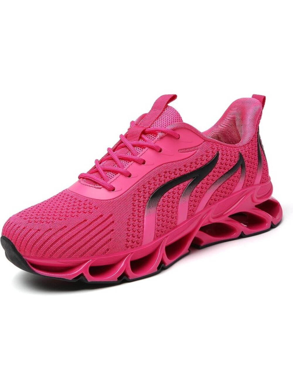 Women's Rose Red Sneakers Lace Up Athletic Running Walking Shoes